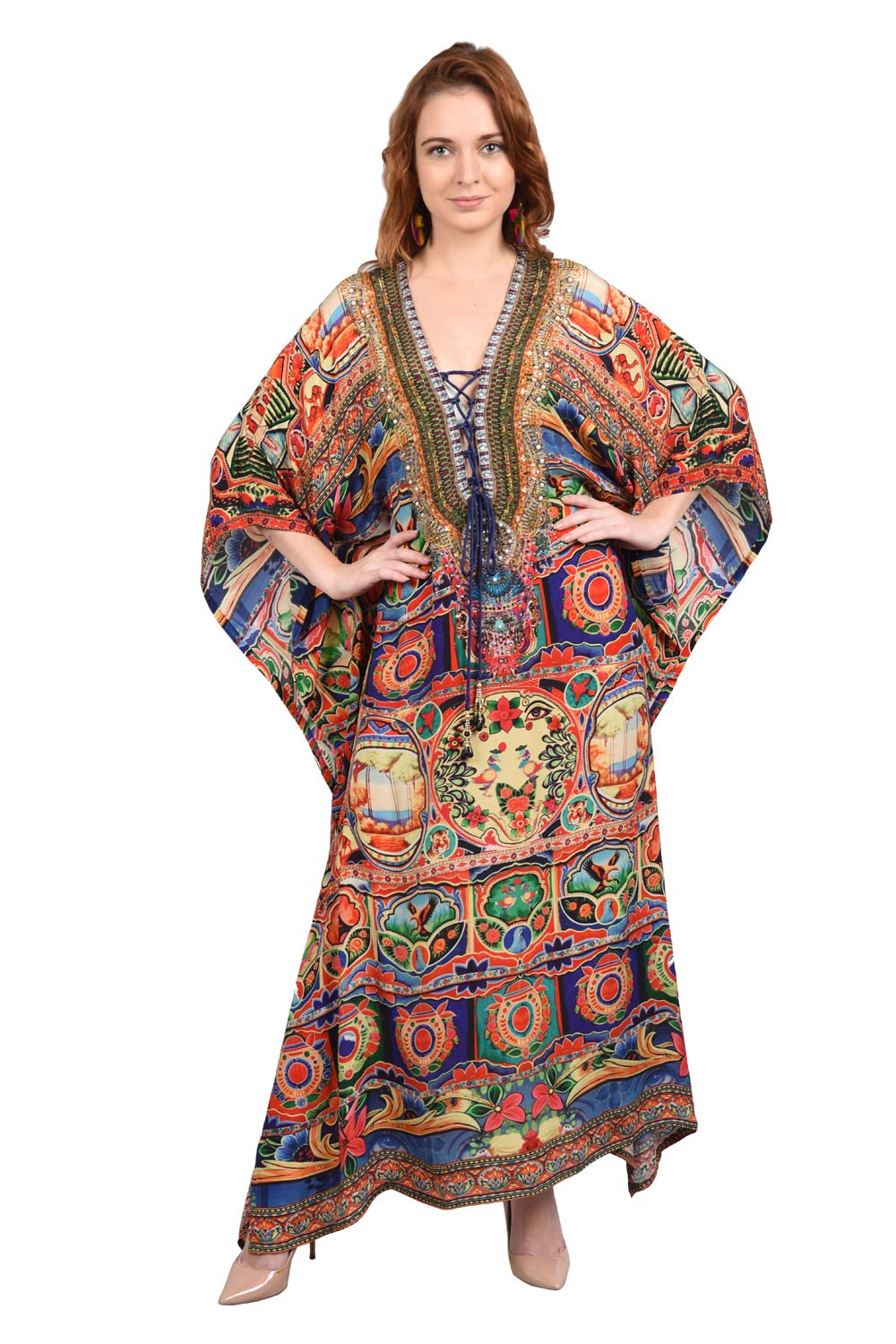 Embellished Hand Painted Long Kaftan - BOHOVER