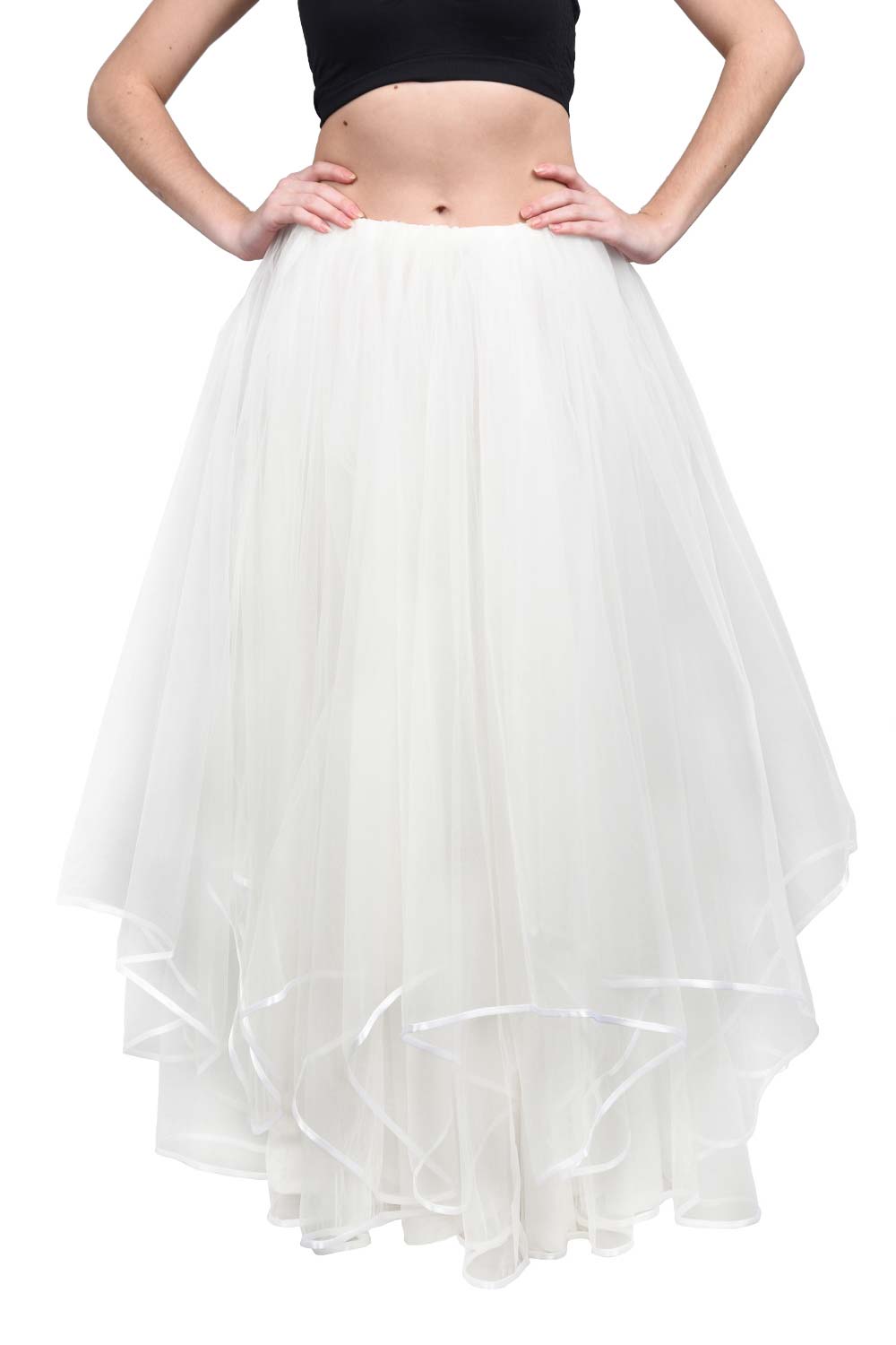 White Long Wedding Tulle Skirt Bohover 8603
