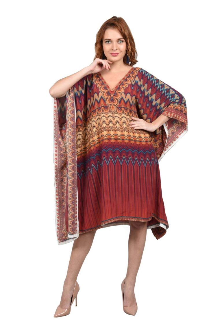 Ikat Ombre Short Kaftan - Silk Kaftan Dress for Girls